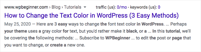 "How to Change the Text Color in WordPress (3 Easy Methods)" This shows how parenthesis can be used in title tags 