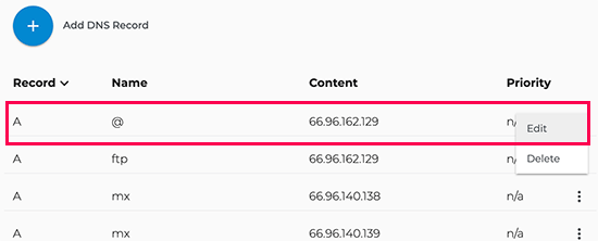 Add DNS record - install WordPress on Siteground