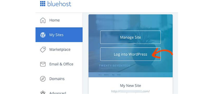 bluehost log into wordpress