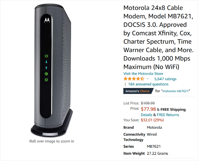 high speed modem motorola