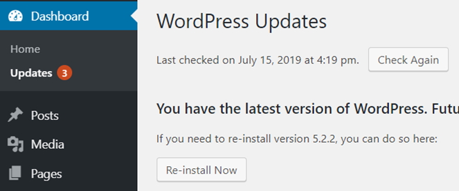 update wordpress